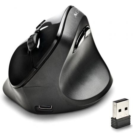 Ratón Vertical Inalámbrico NGS EVO Moksha/ Batería recargable/ Hasta 2400 DPI