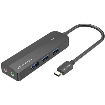 Hub USB Tipo-C Vention TGQBB/ 3xUSB/ 2xJack 3.5mm/ 1xMicroUSB PD