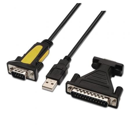 Adaptador conversor Serie Aisens A104-0039/ USB Macho - RS232 Macho/ Negro