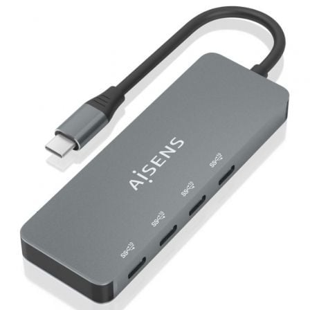 Hub USB Tipo-C Aisens A109-0695/ 4xUSB Tipo-C/ Gris