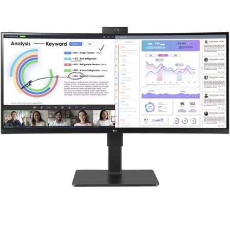 Monitor Profesional Ultrapanoramico Curvo LG 34BQ77QC-B 34p/ WQHD/ Webcam/ Multimedia/ Negro