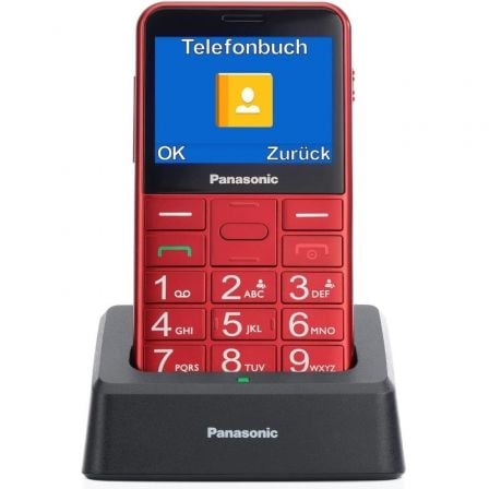 Telefono Movil Panasonic KX-TU155EXRN para Personas Mayores/ Rojo