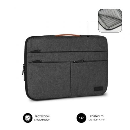 Funda Subblim Air Padding 360 Sleeve para Portatiles hasta 14p/ Gris Oscuro