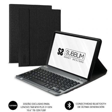 Funda con Teclado Subblim KeyTab Pro BT para Tablet Lenovo Tab M10 Plus de 10.6p 3a Gen/ Negra