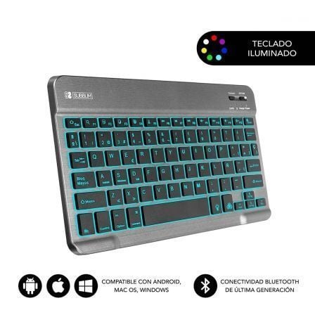 Teclado Compacto Inalambrico por Bluetooth Subblim Smart Backlit/ Gris