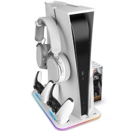 Soporte Multifuncion RGB para PS5 Mars Gaming MPS5-B/ Blanco