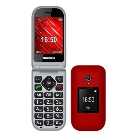 Telefono Movil Telefunken S460 para Personas Mayores/ Rojo