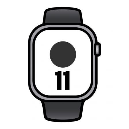 Apple Watch Series 11/ GPS/ 42mm/ Gris Espacial/ Correa Deportiva Negra (S/M)