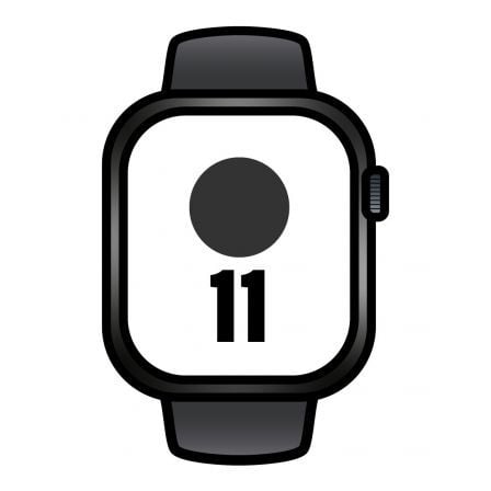 Apple Watch Series 11/ GPS/ 46mm/ Negro Azabache/ Correa Deportiva Negra (S/M)