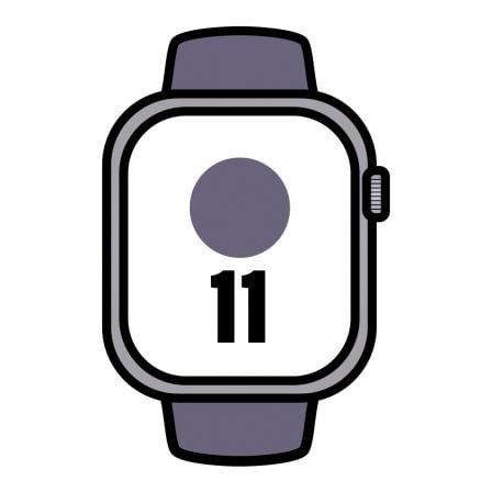 Apple Watch Series 11/ GPS/ Cellular/ 46mm/ Aluminio Plata/ Correa Deportiva Niebla Lila S/M
