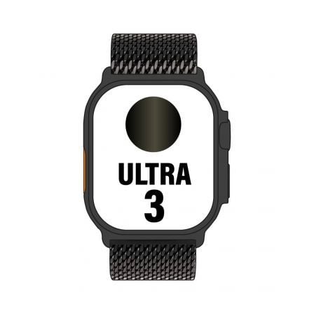 Apple Watch Ultra 3/ GPS/ Cellular/ 49mm/ Caja Titanio Negro/ Correa Milanese Negra L
