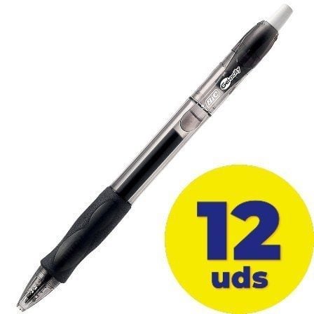Caja de Bolígrafos de Tinta de Gel Bic Gelocity 526275/ 12 unidades/ Negros