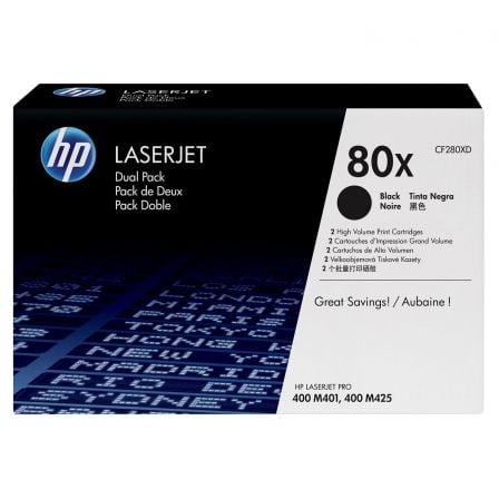 Tóner Original HP nş80X XL Alta Capacidad Multipack/ 2x Negro