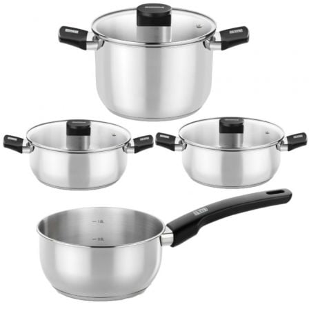 Pack Batería de Cocina Elite Monix M240001/ Cazo Ř14cm/ Ollas Ř24cm/ Cacerolas Ř20 - 24cm/ Acero Inoxidable/ Apta para Inducción
