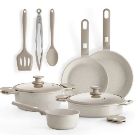 Pack Batería de Cocina Monix Martín Berasategui/ Cazo Ř16cm/ Sarten Ř22 - 26cm/ Cacerolas Ř24 - 28cm/ Aluminio Forjado/ Apta para Inducción