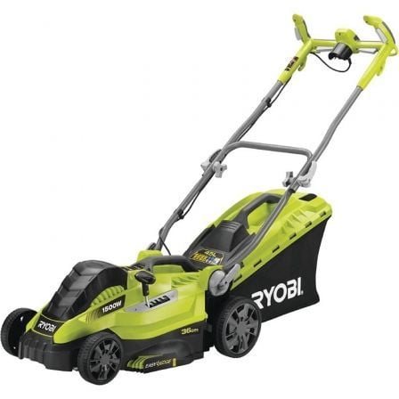 Cortacésped Ryobi RLM15E36H/ 1500W/ Corte Ř36cm/ Incluye Recolector de Hierba 45L y Adaptador Mulching