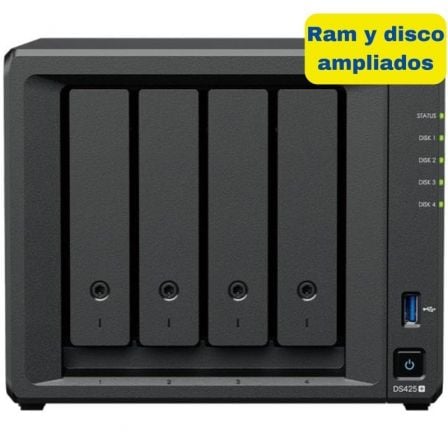 NAS Synology Diskstation DS425+/ 4 Bahías 3.5"- 2.5"/ 6GB DDR4/ 16TB/ Formato Torre