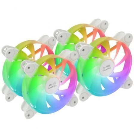 Pack 3 Ventiladores Mars Gaming MF-4A/ 12cm/ ARGB/ Blanco