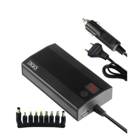 Cargador de Portatil 3GO Alim90C2/ 90W/ Manual/ 9 Conectores/ Voltaje 12-20V/ con Adaptador para Coche