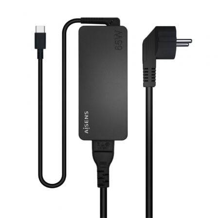 Cargador de Portatil Aisens ASCH-1PD65D-BK/ 1xUSB Tipo-C/ 65W