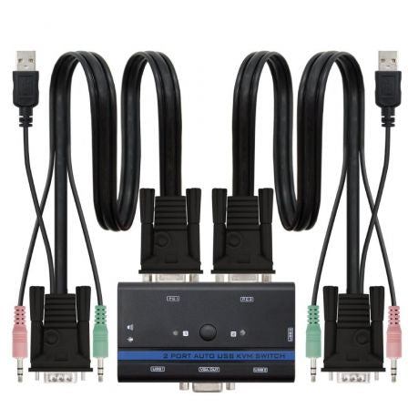 KVM Switch Nanocable 10.12.0001/ PC - CPU: 2 VGA + 2 USB + 4 JACK 3.5 / CONSOLA: 2 USB + VGA + 2 JACK 2.5/ 1.4m