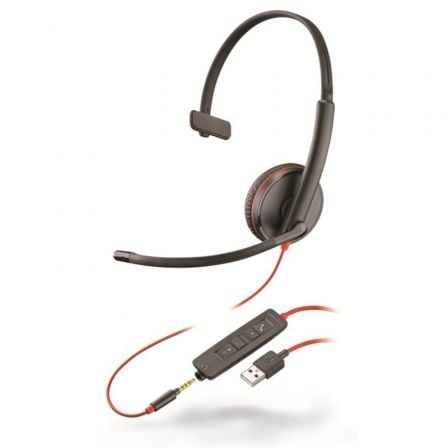 Auriculares Plantronics Blackwire C3215/ con Microfono/ Jack 3.5/ USB/ Negros