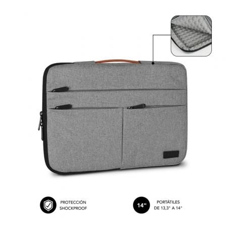 Funda Subblim Air Padding 360 Sleeve para Portatiles hasta 14p/ Gris Claro