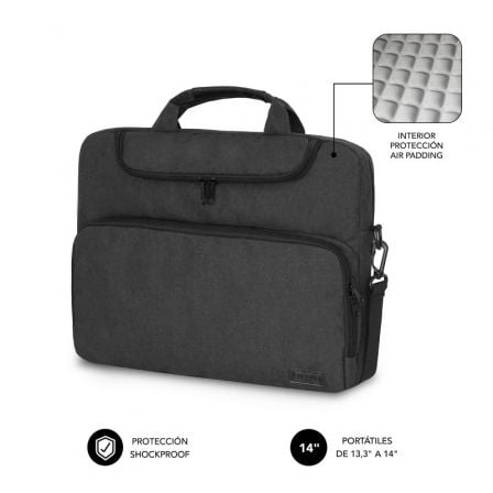 Maletin Subblim Air Padding para Portatiles hasta 14p/ Gris Oscuro