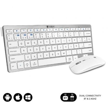 Teclado y Raton Inalambrico Subblim OCO010 Combo Multidispositivo Compacto/ Plata