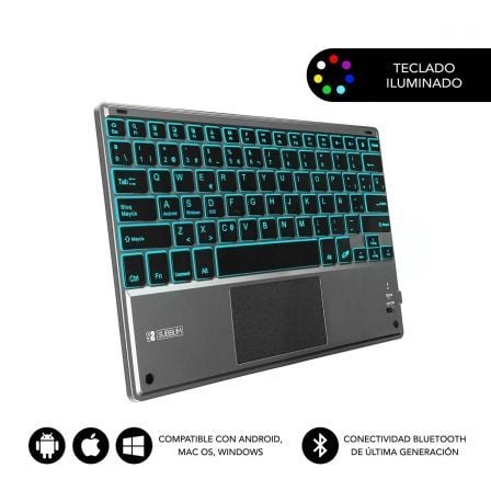 Teclado Compacto Inalambrico por Bluetooth Subblim Touchpad Smart Blacklit/ Gris