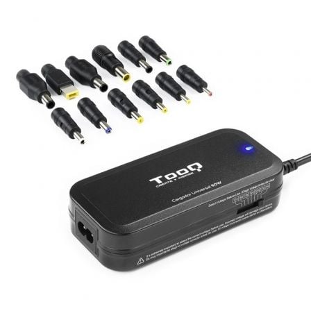 Cargador de Portatil TooQ TQLC-90BS02M/ 90W/ Manual/ 12 Conectores/ Voltaje 15-24V/ 1 USB