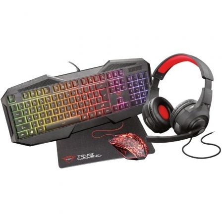 Pack Gaming Trust Gaming GXT 1180RW/ Teclado GXT 830-RW + Raton GXT 105 + Auriculares + Alfombrilla