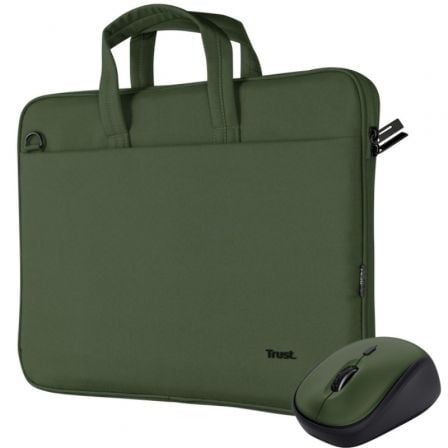 Maletin + Raton Trust Gaming Bologna para Portatiles hasta 16p/ Verde